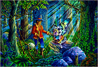 Boy and Butterfly - oil on canvas painted in 1978 by Michael Fishel