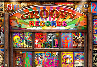Groovy Records - painted in mixed media in 2017 by Michael Fishel