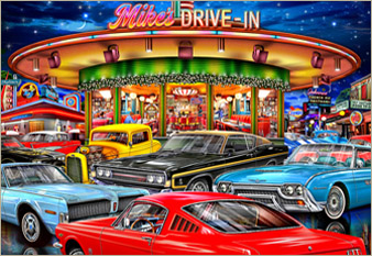 Mike's Drive-In- painted in mixed media in 2025 by Michael Fishel