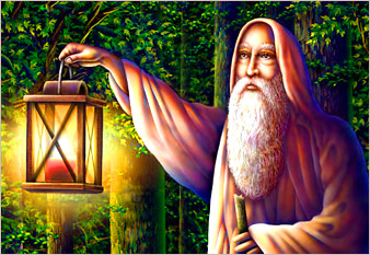 Old Man in the Woods- oil on canvas (plus digital collage) painted in 2015 by Michael Fishel