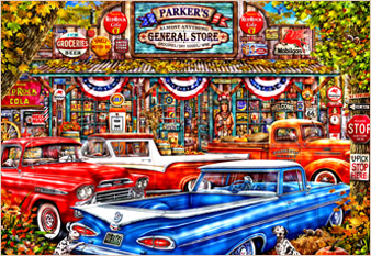 Parker's Pickup's - painted in mixed media in 2018 by Michael Fishel