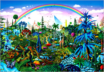Rainbow Forest - oil on canvas painted in 1975 by Michael Fishel