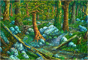 Walk in the Woods - oil on canvas painted in 1977 by Michael Fishel