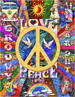 Reto Hippy Quilt - painted in mixed media in 2024 by Michael Fishel