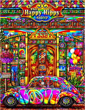 Hippy Shop - painted in mixed media in 2022 by Michael Fishel