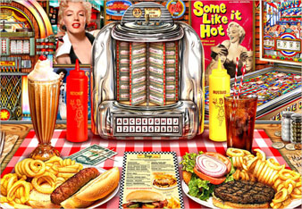Dinner with Marilyn - painted in mixed media in 2024 by Michael Fishel
