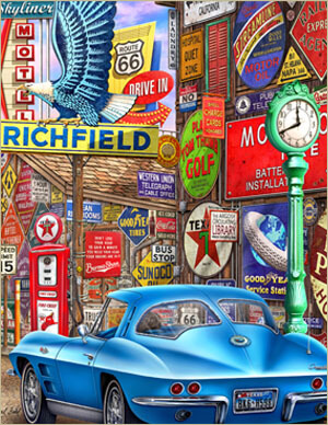 Along Route 66 - painted in mixed media in 2020 by Michael Fishel