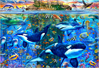 Living Seas II - mixed media painted by Michael Fishel in 2022